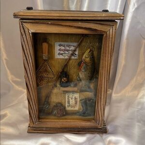 Rustic Fishing Shadow Box/Key Holder, 9” X 4” X 12.5”